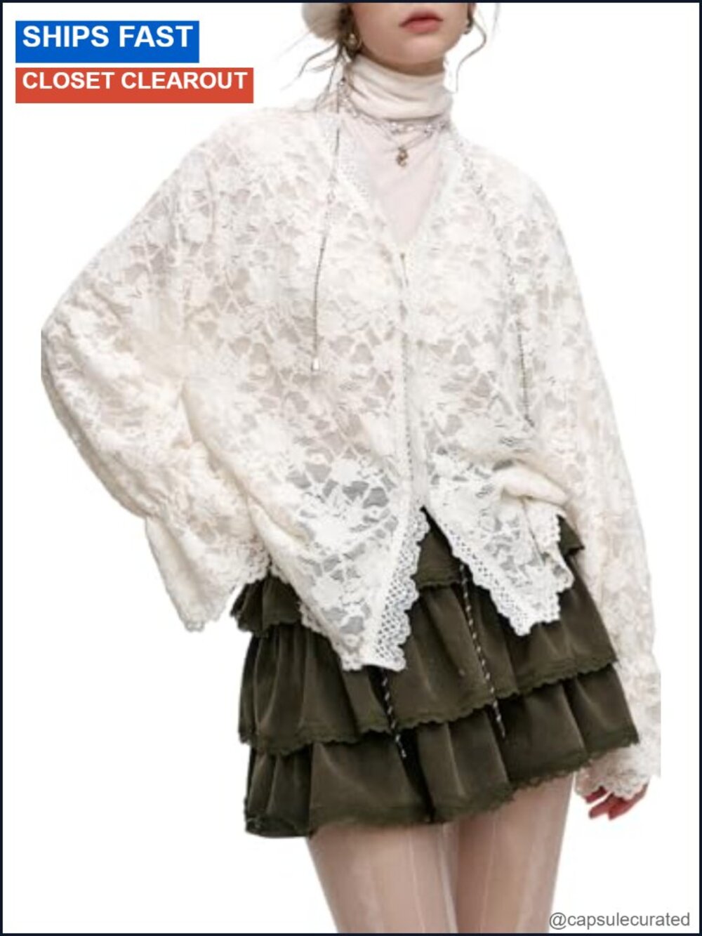 Women's Lace Long Sleeve V-Neck Blouse Cottagecore Floral Sheer Elegant